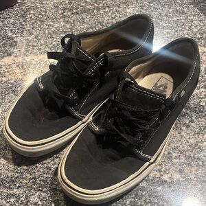 Vans Men's Black and White Canvas Sneakers
